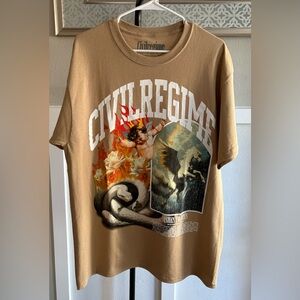 Civil Regime Ashes to Ashes Graphic T-Shirt Tan Unisex Large NWT